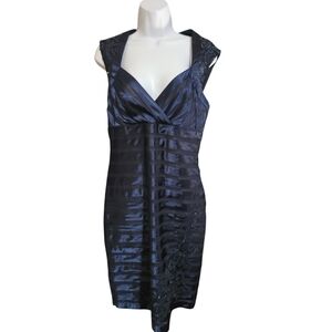 DECODE 1.8 Blue black stripe sequin dress 10